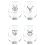 Verre à vin sans pied géométrique Animal de Cuisivin - Paquet de 4