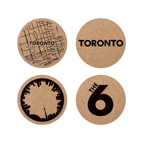 Ensemble de 5 sous-verres ronds en liège avec support Cuisivin Toronto