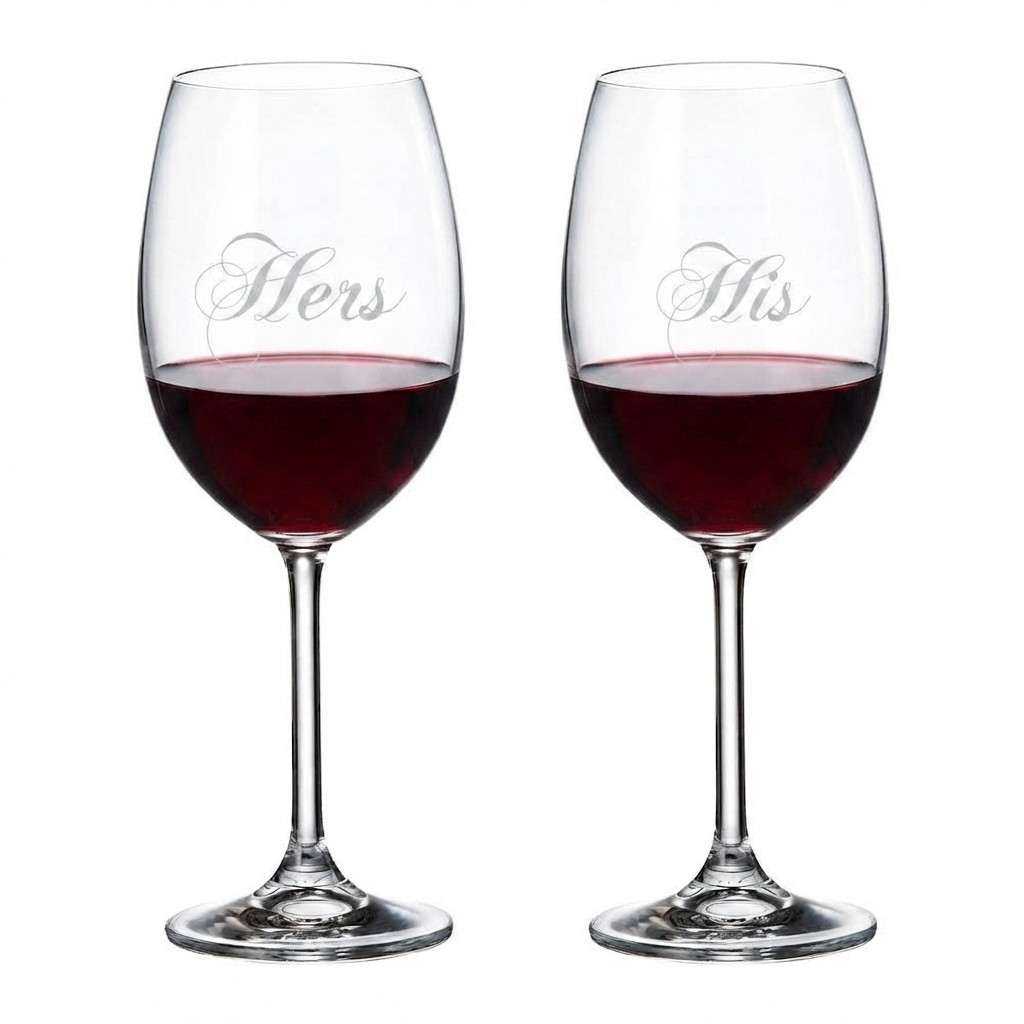8462HH_Filled_His & Hers Red Wine Ensemble de verres à vin His & Hers de Cuisivin - Paquet de 2 – Image 1