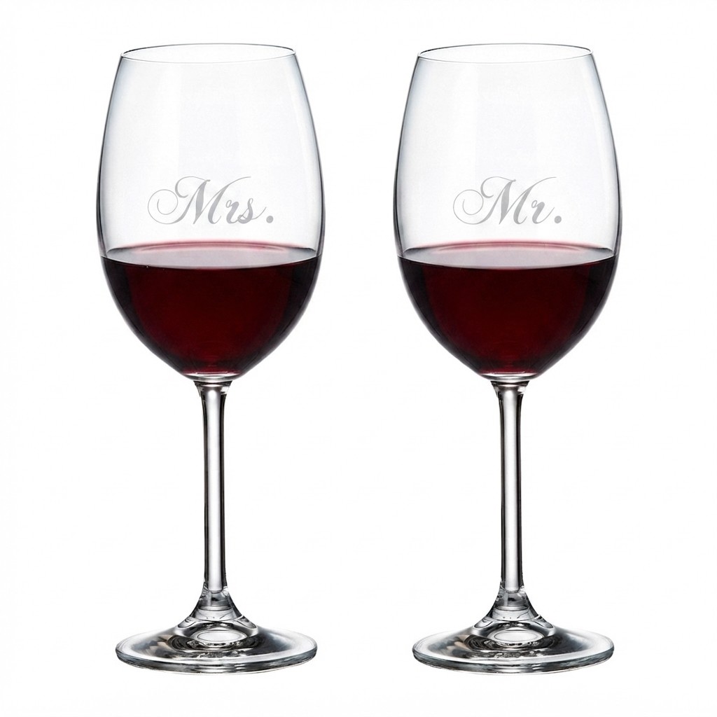 8462MM_Filled_Mr. & Mrs. Red Wine Ensemble de verres à vin Mr. & Mrs. Cuisivin - Paquet de 2 – Image 1