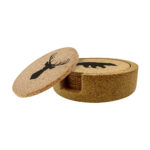 Cuisivin Muskoka Cork Round Coaster with Holder 5 Piece Set